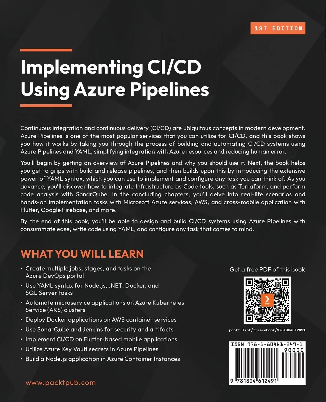 Rückseite: 9781804612491 | Implementing CI/CD Using Azure Pipelines | Piti Champeethong (u. a.)