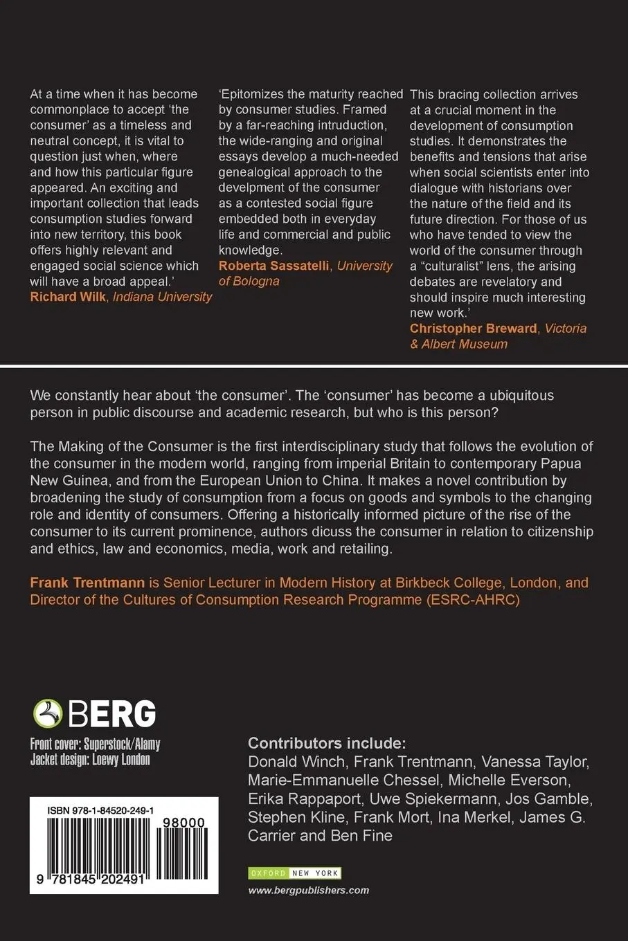 Rückseite: 9781845202491 | The Making of the Consumer | Frank Trentmann | Taschenbuch | Englisch