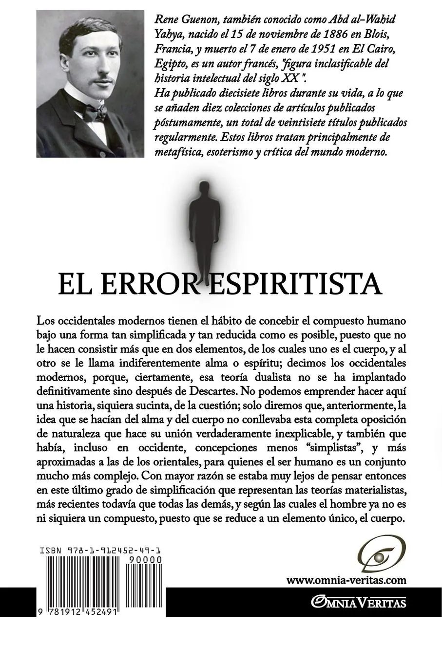 Rückseite: 9781912452491 | El error espiritista | René Guénon | Taschenbuch | Spanisch | 2018