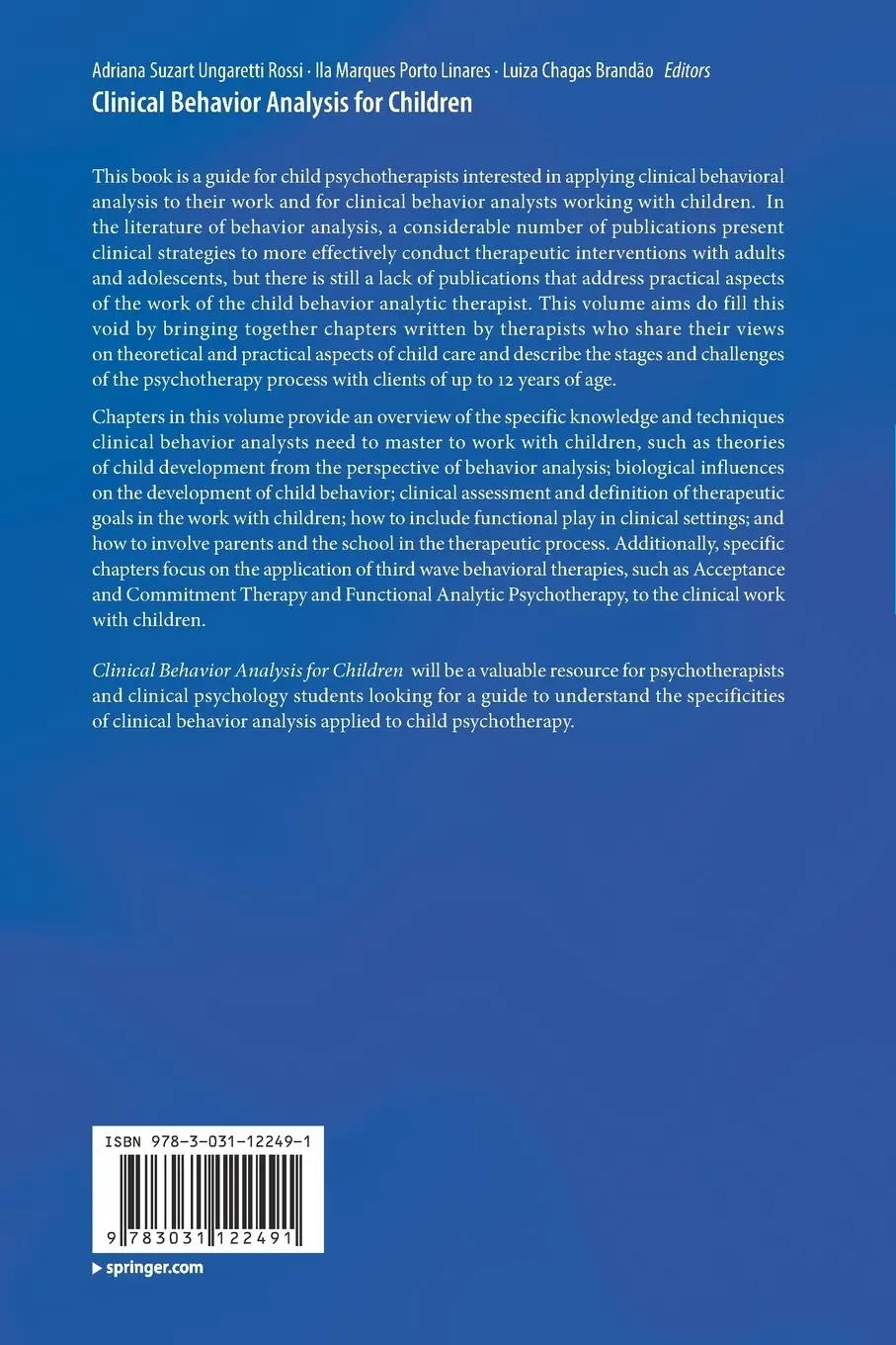 Rückseite: 9783031122491 | Clinical Behavior Analysis for Children | Rossi (u. a.) | Taschenbuch