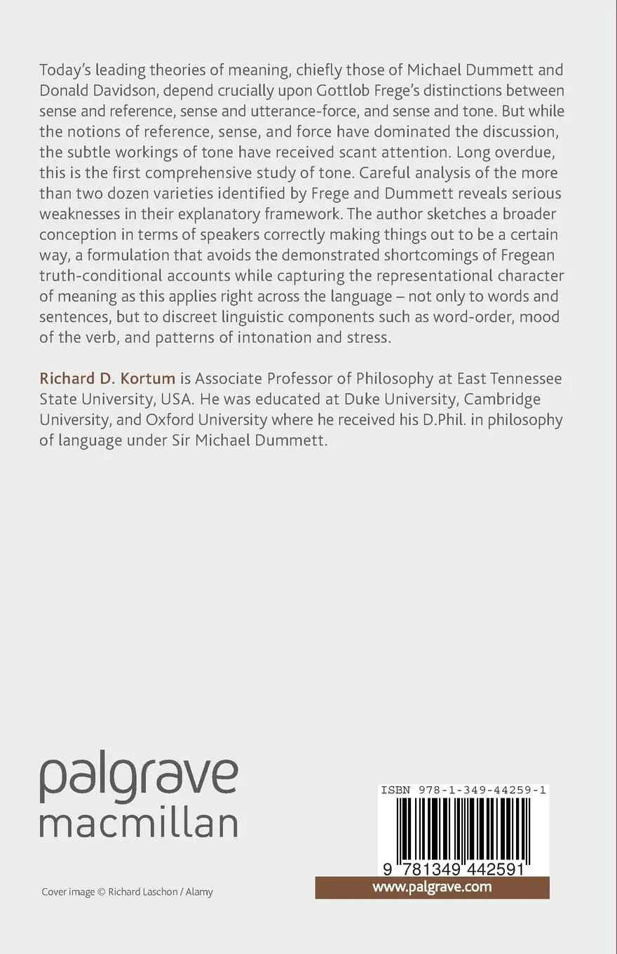 Rückseite: 9781349442591 | Varieties of Tone | Frege, Dummett and the Shades of Meaning | Kortum