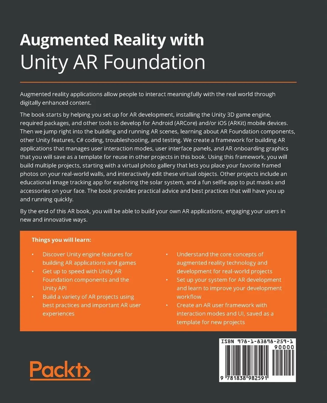 Rückseite: 9781838982591 | Augmented Reality with Unity AR Foundation | Jonathan Linowes | Buch