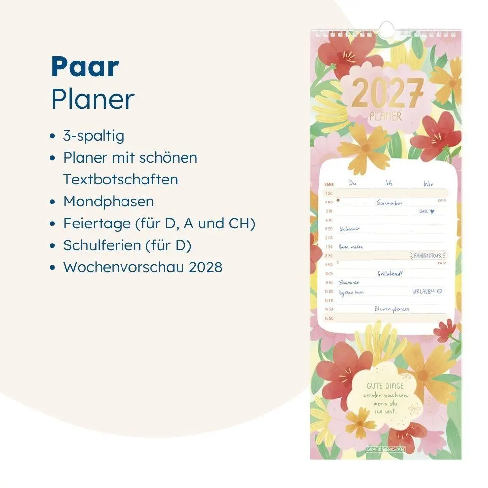 Bild: 9783986362591 | Paarplaner 2027 Floral | Paarplaner | GRAFIK WERKSTATT Das Original