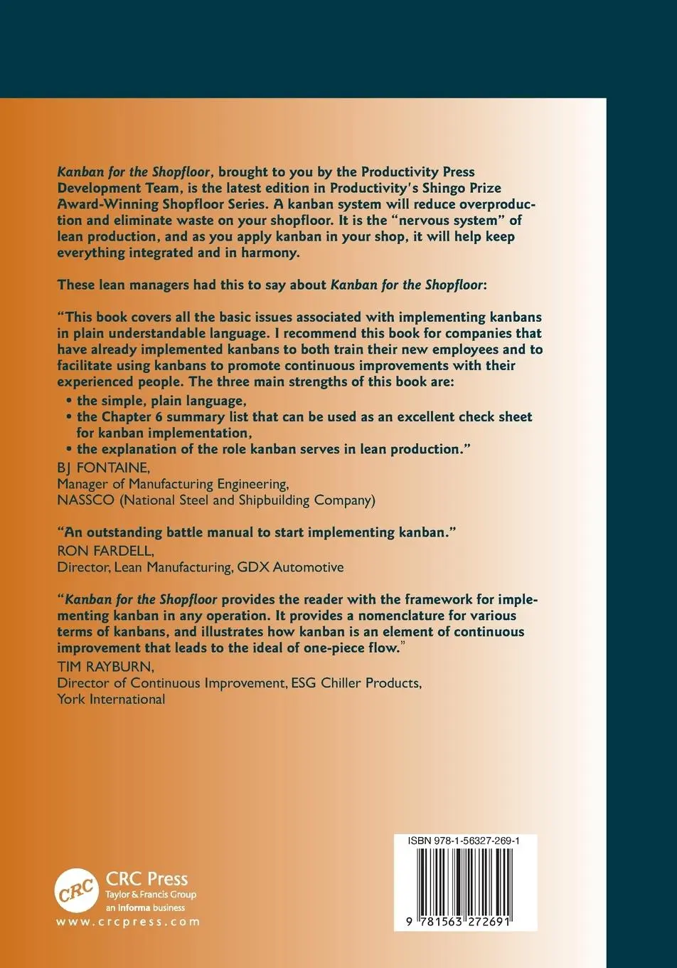 Rückseite: 9781563272691 | Kanban for the Shopfloor | Productivity Press Development Team | Buch
