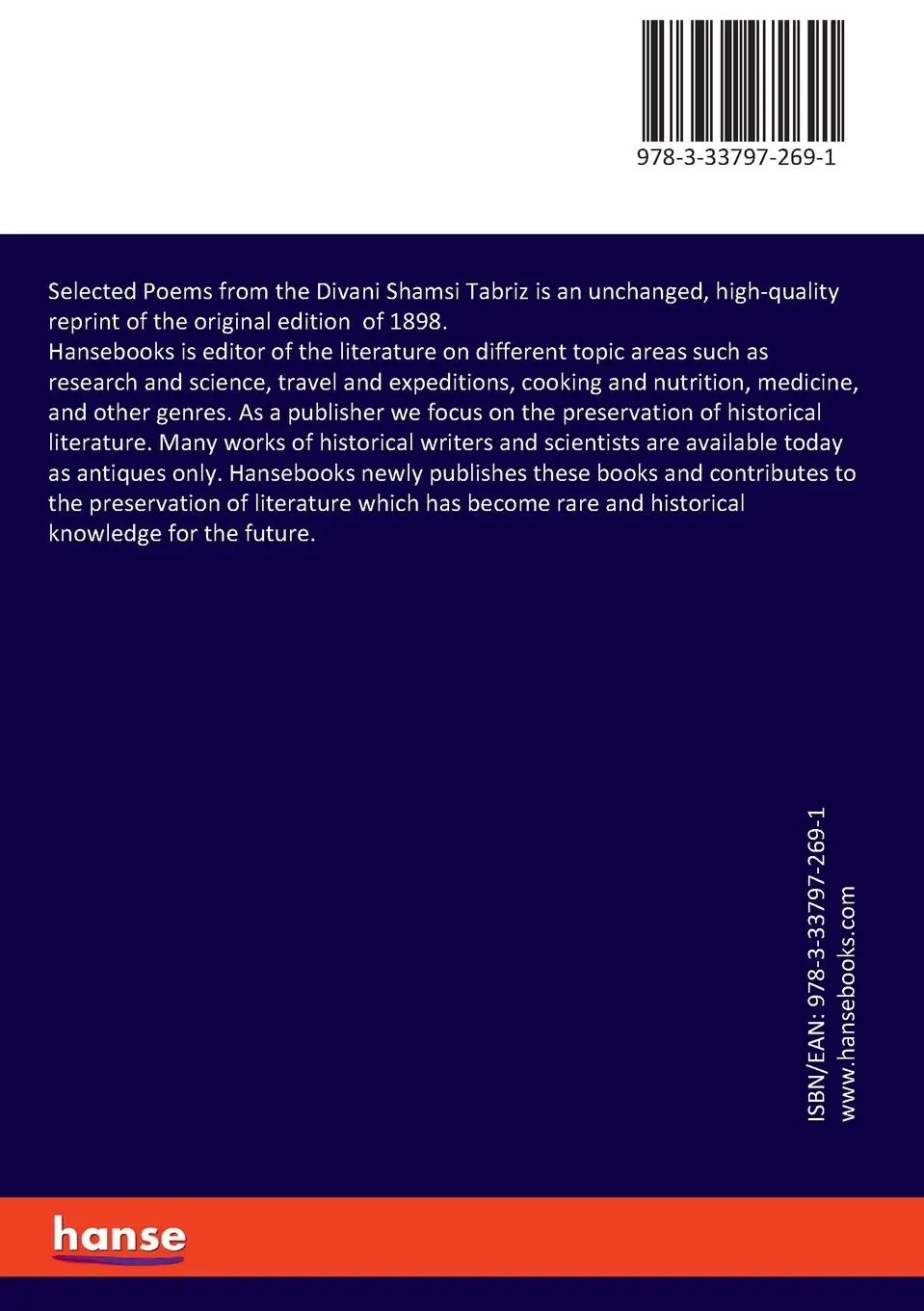 Rückseite: 9783337972691 | Selected Poems from the Divani Shamsi Tabriz | Nicholson (u. a.)