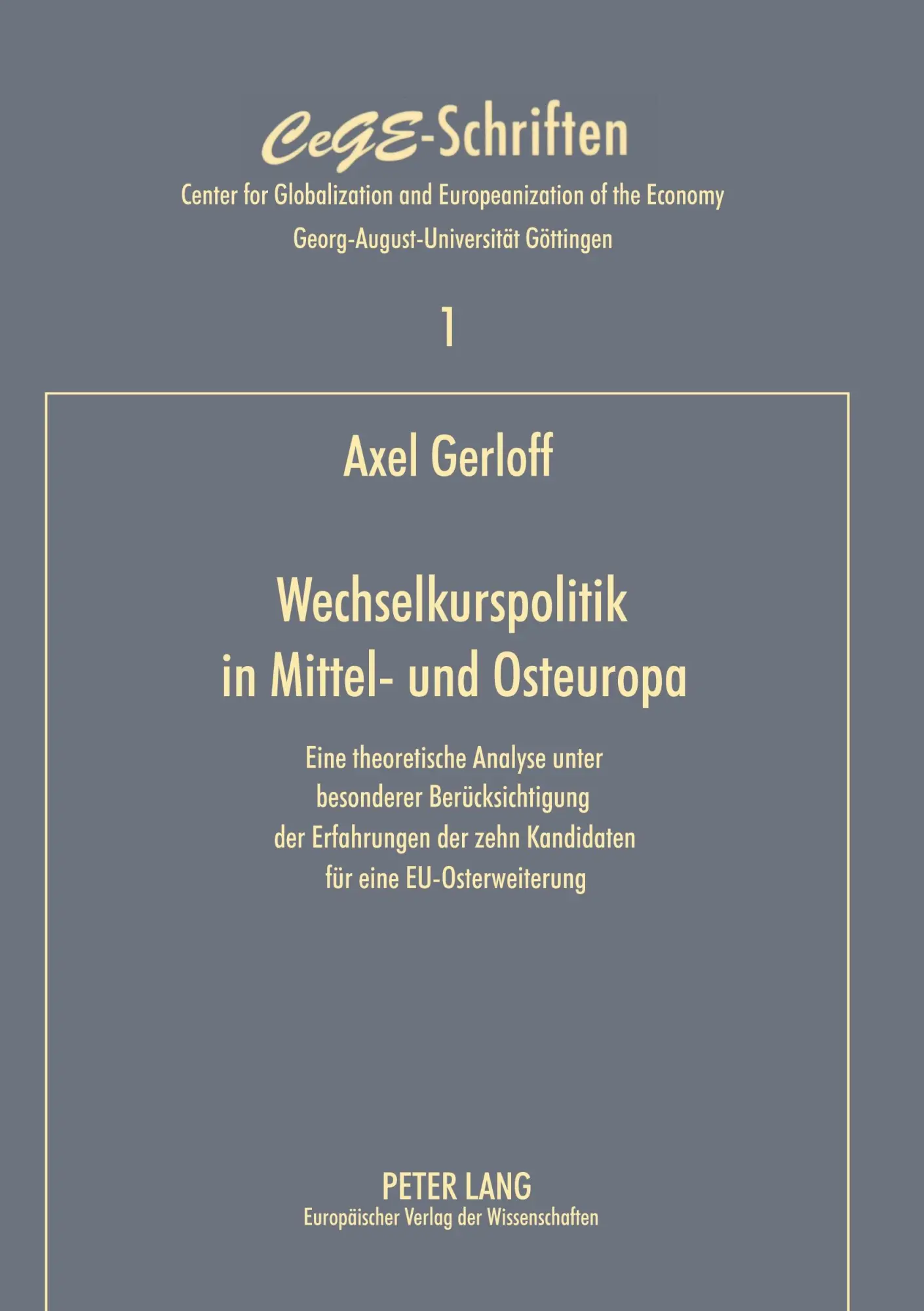 Cover: 9783631382691 | Wechselkurspolitik in Mittel- und Osteuropa | Axel Gerloff | Buch