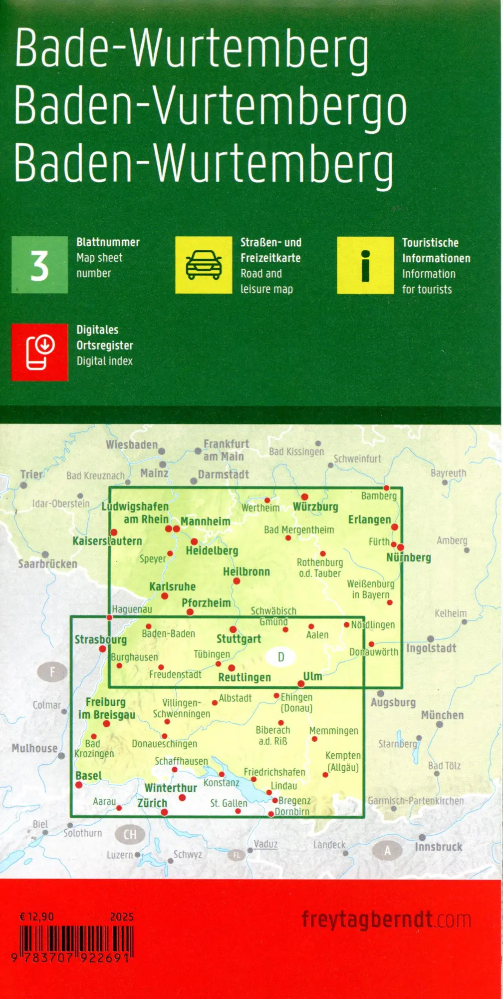 Bild: 9783707922691 | Baden-Württemberg, Straßen- und Freizeitkarte 1:200.000, freytag &amp;...