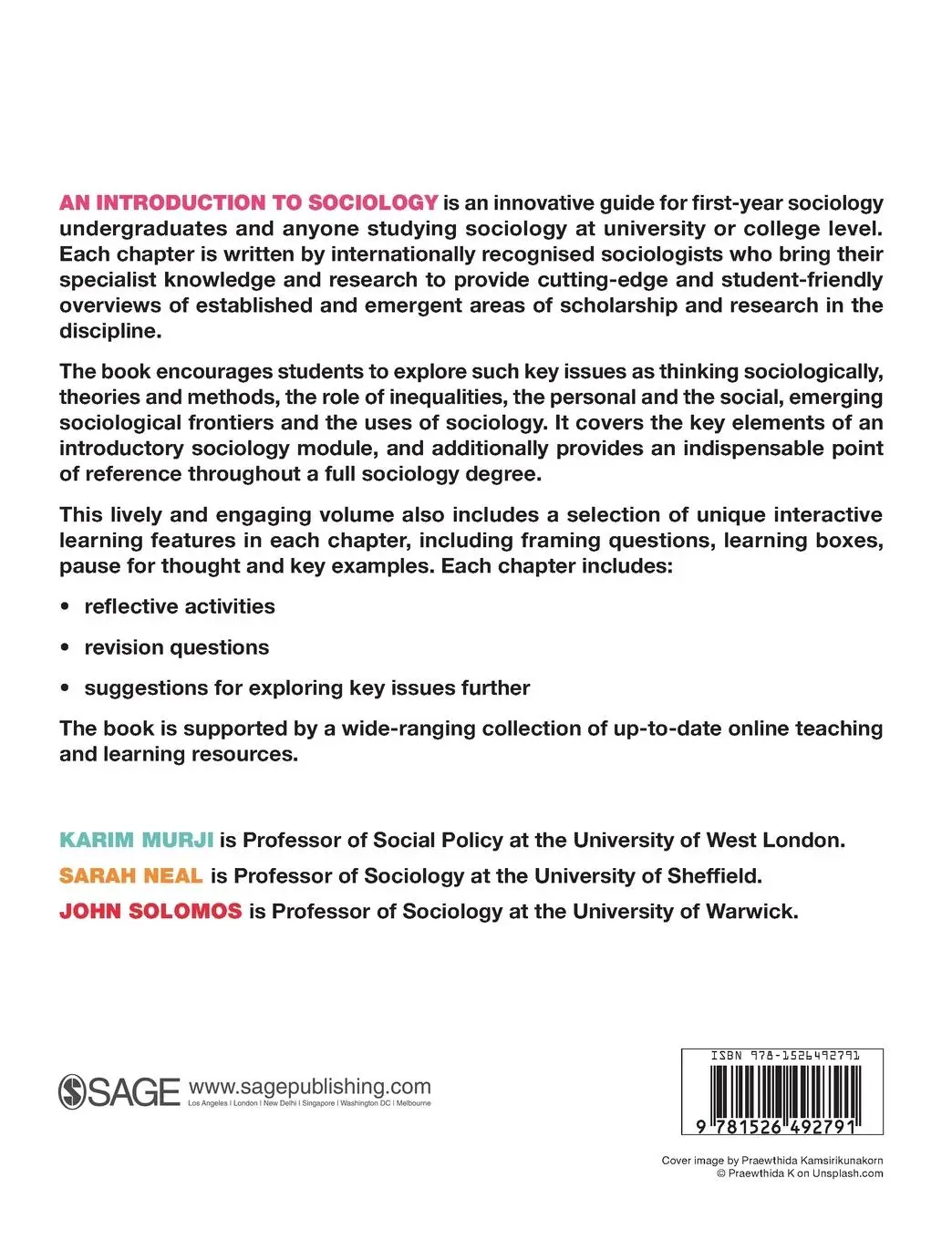 Rückseite: 9781526492791 | An Introduction to Sociology | Karim Murji (u. a.) | Taschenbuch