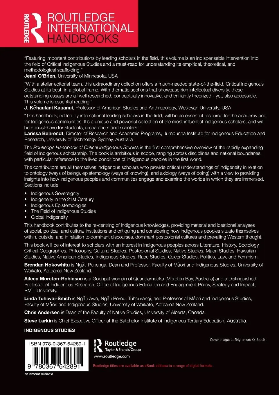 Rückseite: 9780367642891 | Routledge Handbook of Critical Indigenous Studies | Hokowhitu (u. a.)