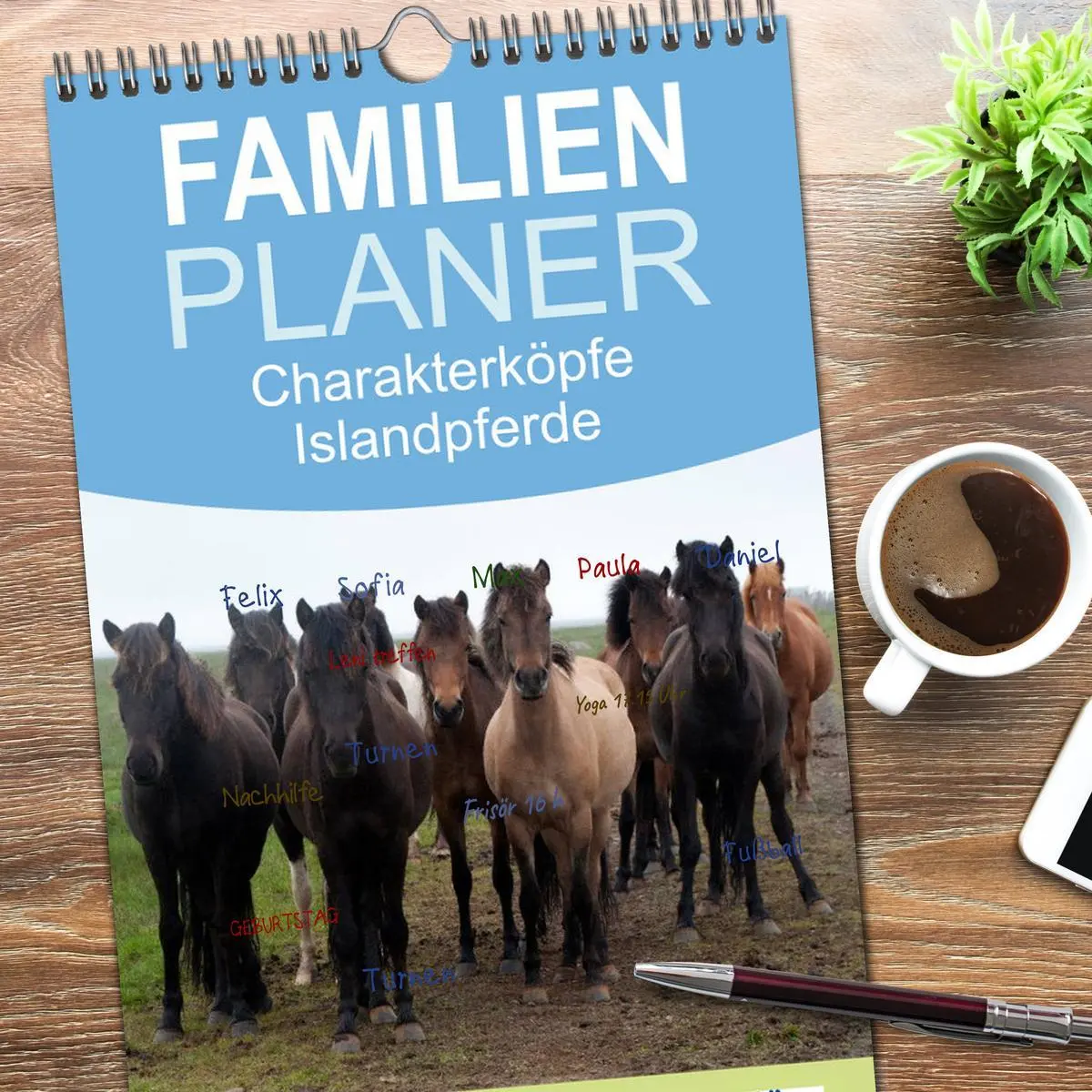 Bild: 9783516522891 | Familienplaner 2026 - Charakterköpfe Islandpferde mit 5 Spalten...