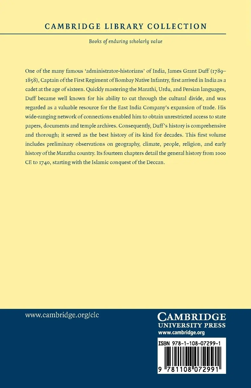 Rückseite: 9781108072991 | A History of the Mahrattas - Volume 1 | James Grant Duff | Taschenbuch