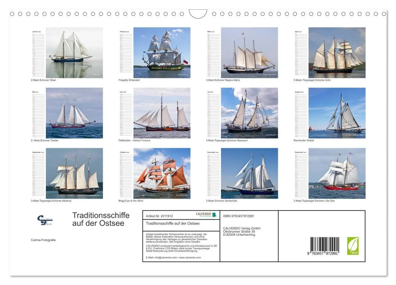 Bild: 9783457972991 | Traditionsschiffe auf der Ostsee (Wandkalender 2026 DIN A3 quer),...