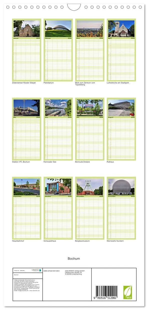 Bild: 9783516512991 | Familienplaner 2026 - Bochum mit 5 Spalten (Wandkalender, 21 x 45...