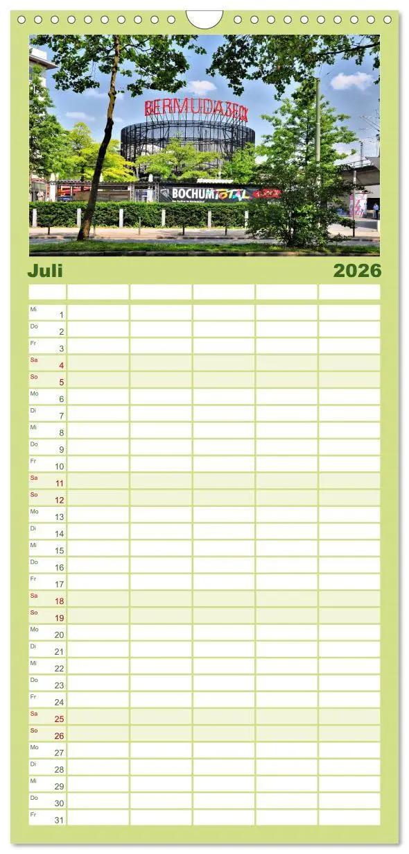 Bild: 9783516512991 | Familienplaner 2026 - Bochum mit 5 Spalten (Wandkalender, 21 x 45...