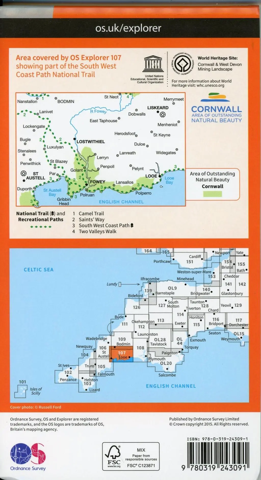 Bild: 9780319243091 | St.Austell, Liskeard, Fowey, Looe and Lostwithiel | Ordnance Survey