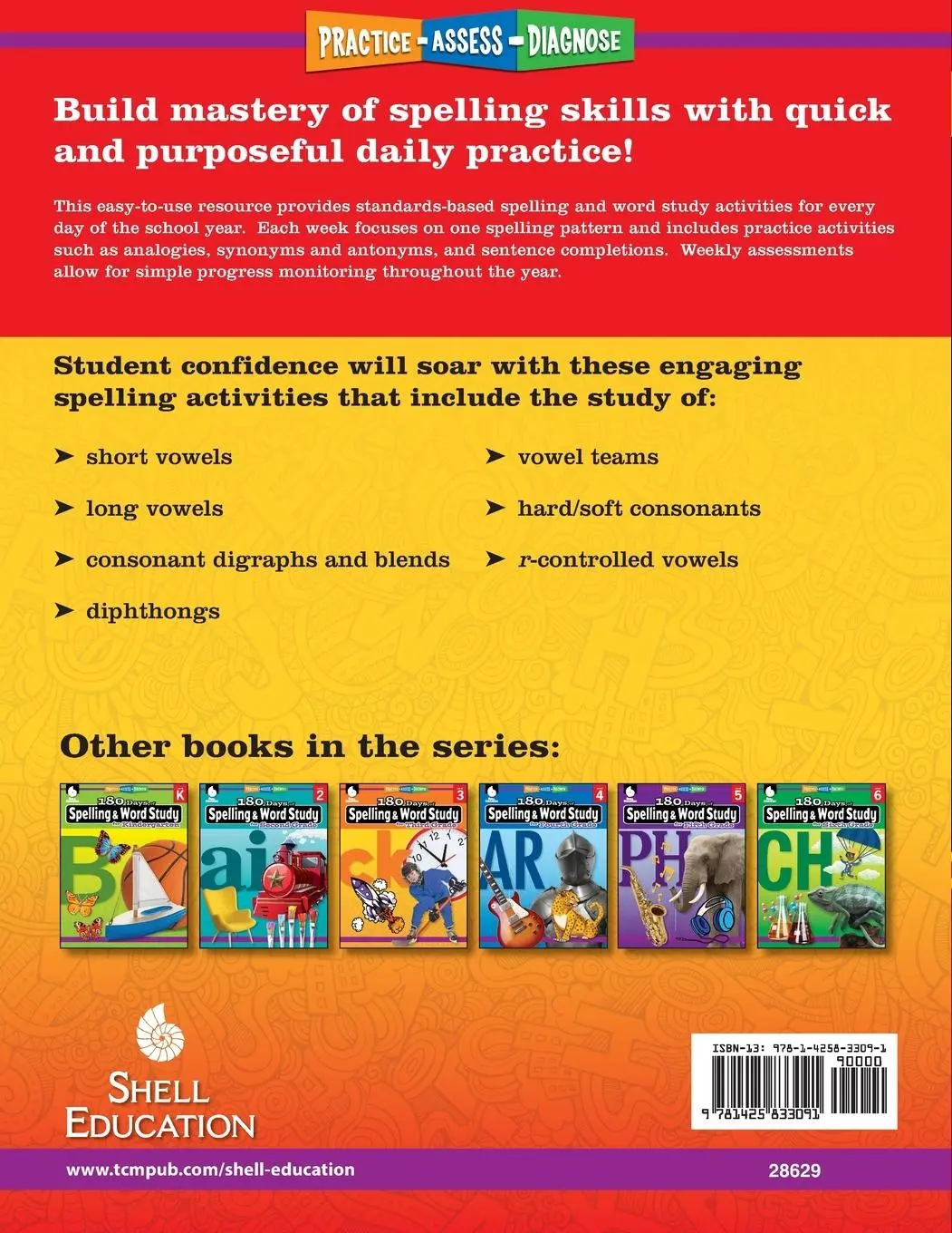 Rückseite: 9781425833091 | 180 Days of Spelling and Word Study for First Grade | Rhoades | Buch