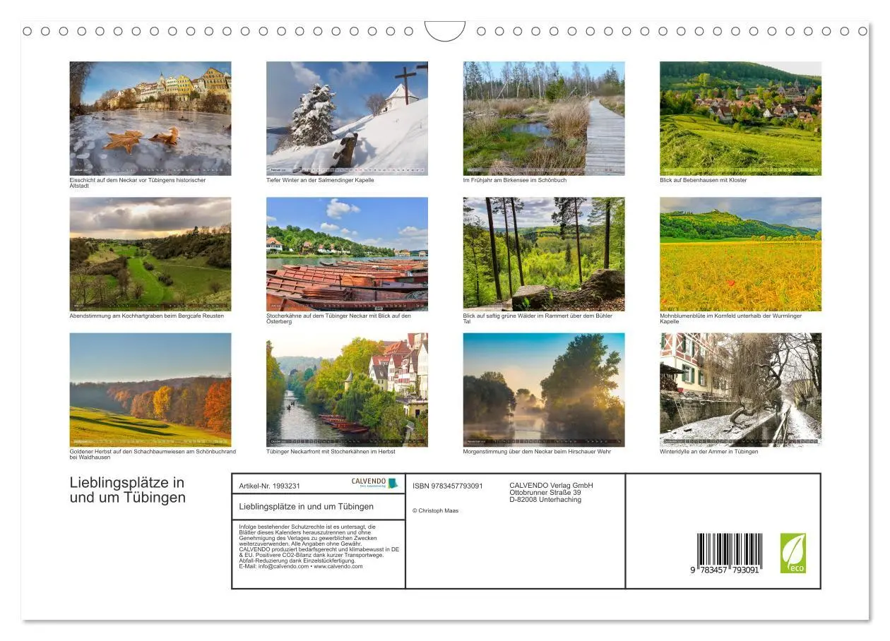 Bild: 9783457793091 | Lieblingsplätze in und um Tübingen (Wandkalender 2026 DIN A3 quer),...