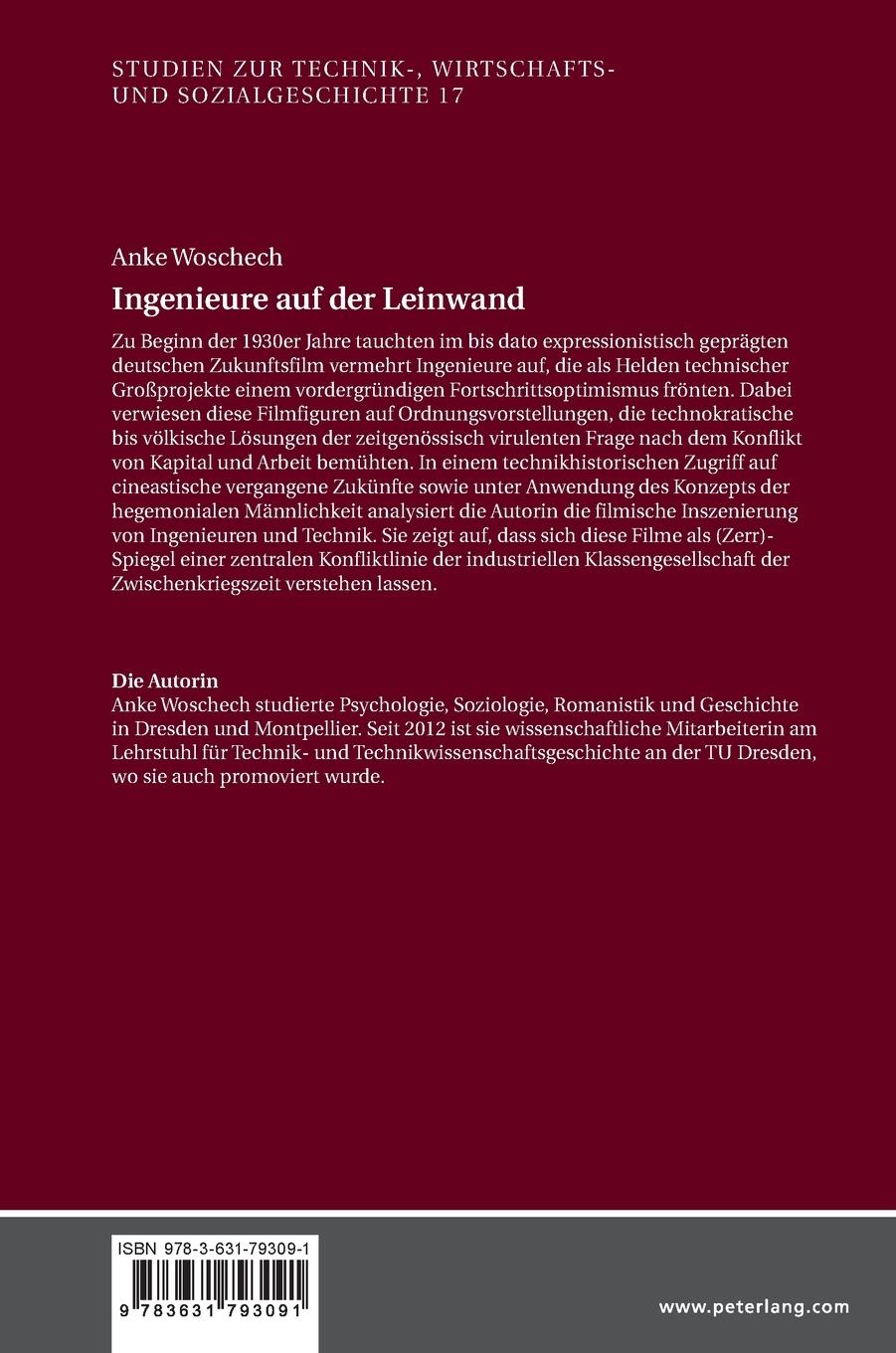 Rückseite: 9783631793091 | Ingenieure auf der Leinwand | Anke Woschech | Buch | Gebunden | 2019