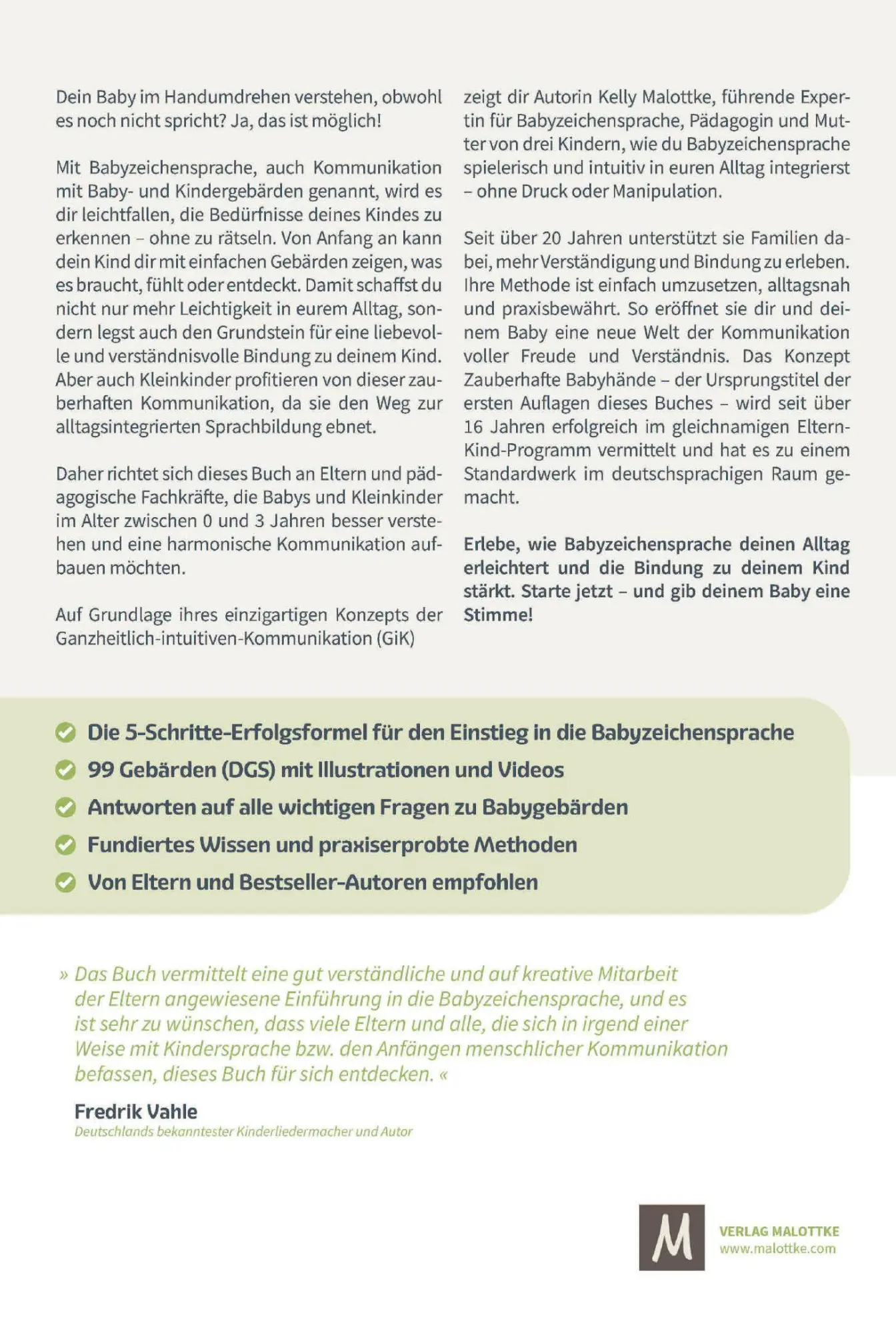 Rückseite: 9783981643091 | Zauberhafte Babyhände - Wie ganzheitliche Kommunikation mit...