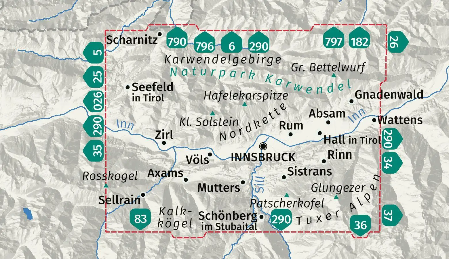 Bild: 9783991543091 | KOMPASS Wanderkarte 036 Innsbruck, Nordkette, Mittleres Inntal...