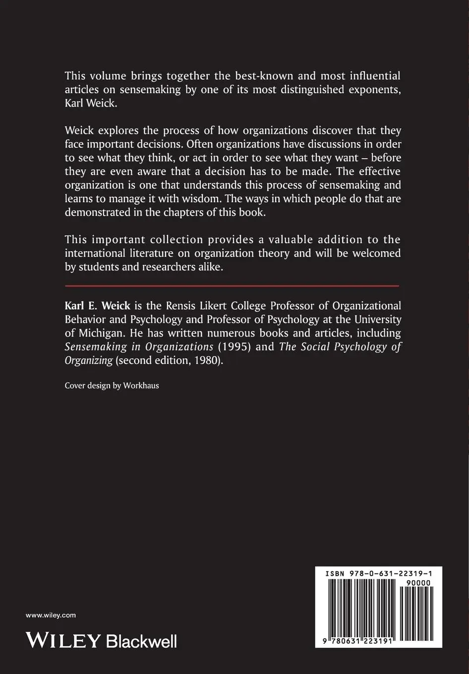 Rückseite: 9780631223191 | Making Sense of the Organization | Karl E Weick | Taschenbuch | 2000