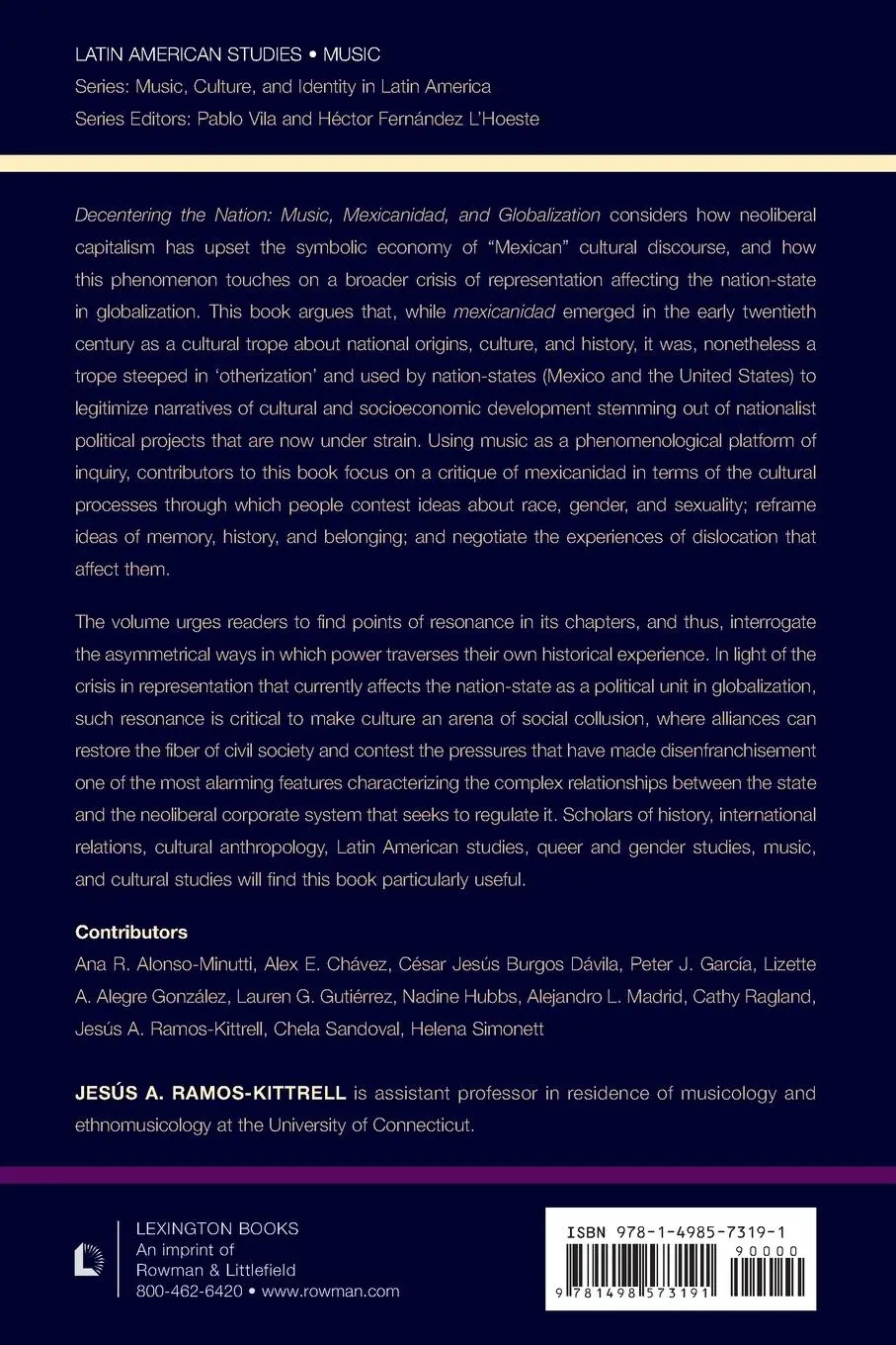 Rückseite: 9781498573191 | Decentering the Nation | Music, Mexicanidad, and Globalization | Buch