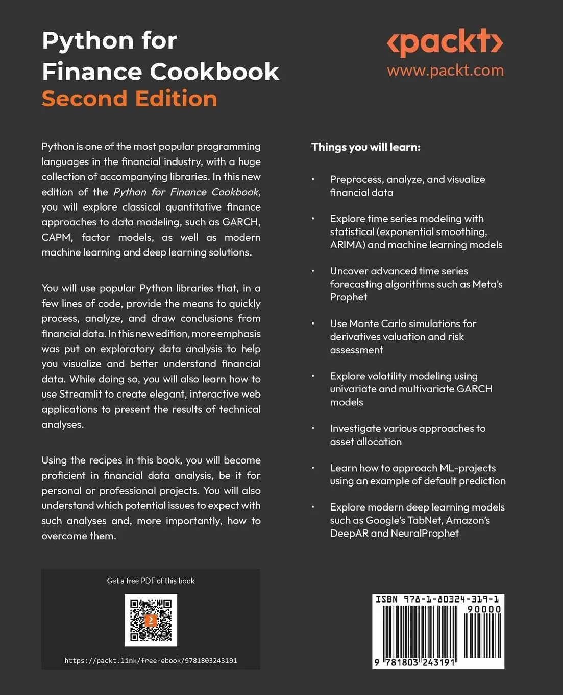 Rückseite: 9781803243191 | Python for Finance Cookbook - Second Edition | Eryk Lewinson | Buch