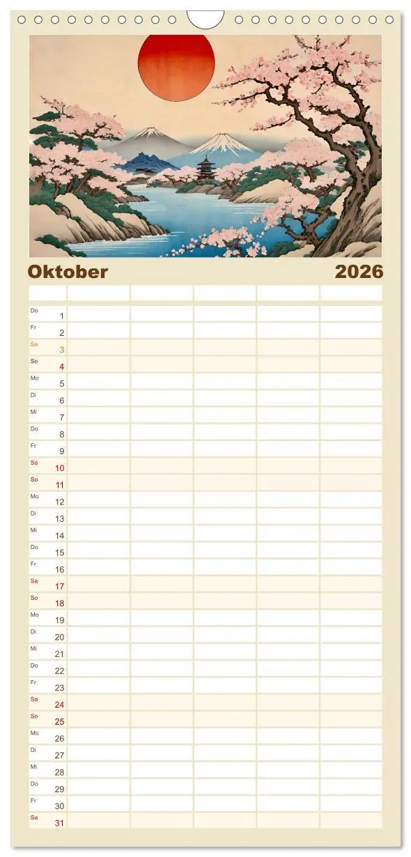 Bild: 9783516493191 | Familienplaner 2026 - Hanami in Japan mit 5 Spalten (Wandkalender,...