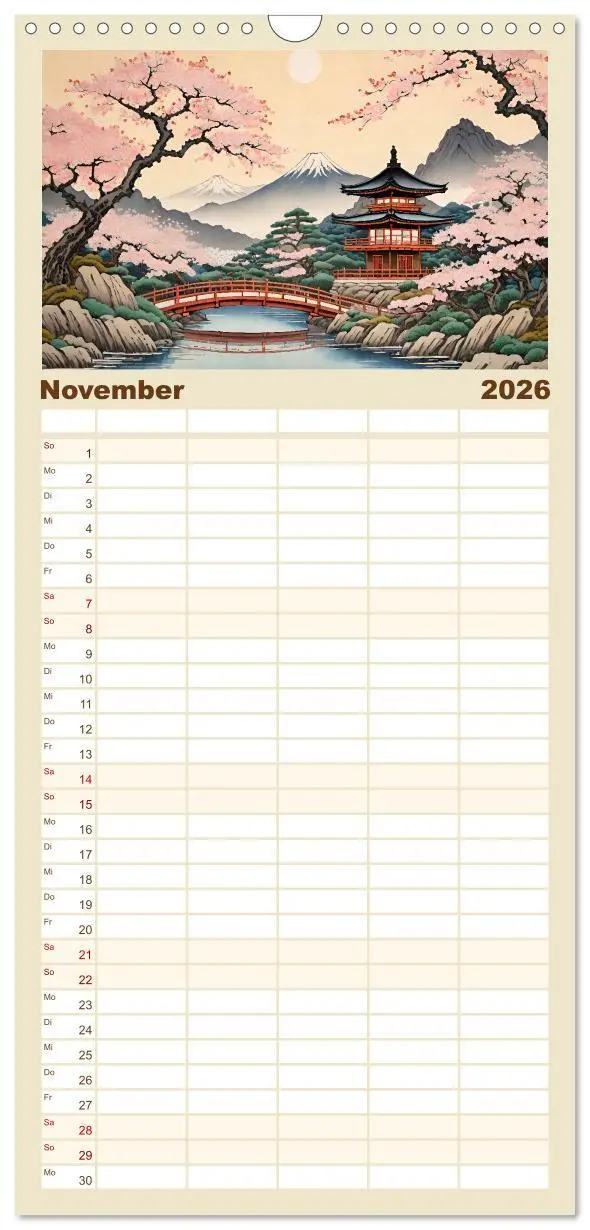 Bild: 9783516493191 | Familienplaner 2026 - Hanami in Japan mit 5 Spalten (Wandkalender,...
