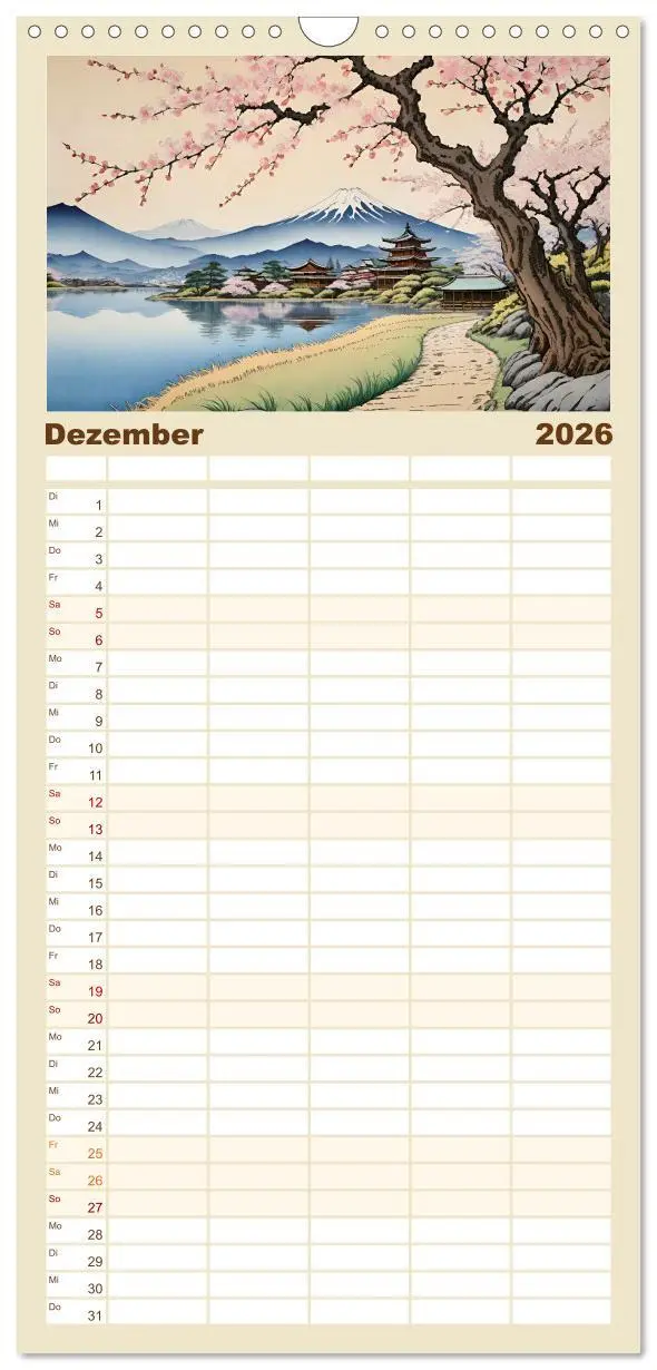 Bild: 9783516493191 | Familienplaner 2026 - Hanami in Japan mit 5 Spalten (Wandkalender,...