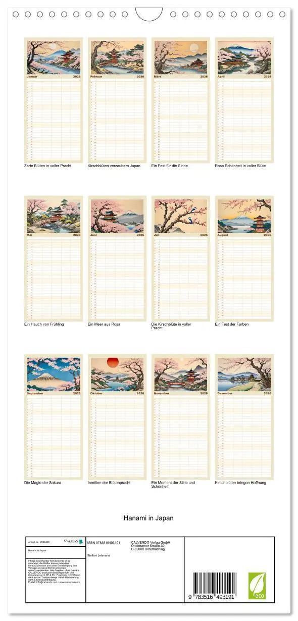 Bild: 9783516493191 | Familienplaner 2026 - Hanami in Japan mit 5 Spalten (Wandkalender,...