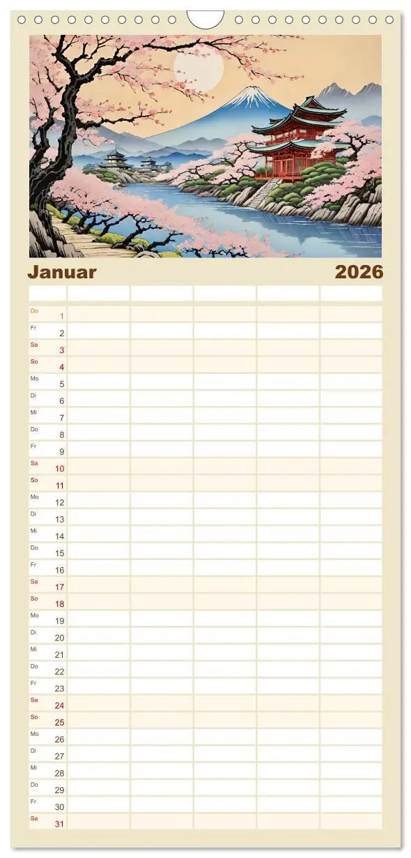 Bild: 9783516493191 | Familienplaner 2026 - Hanami in Japan mit 5 Spalten (Wandkalender,...