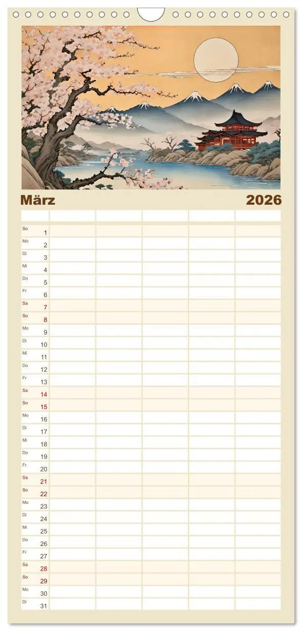 Bild: 9783516493191 | Familienplaner 2026 - Hanami in Japan mit 5 Spalten (Wandkalender,...