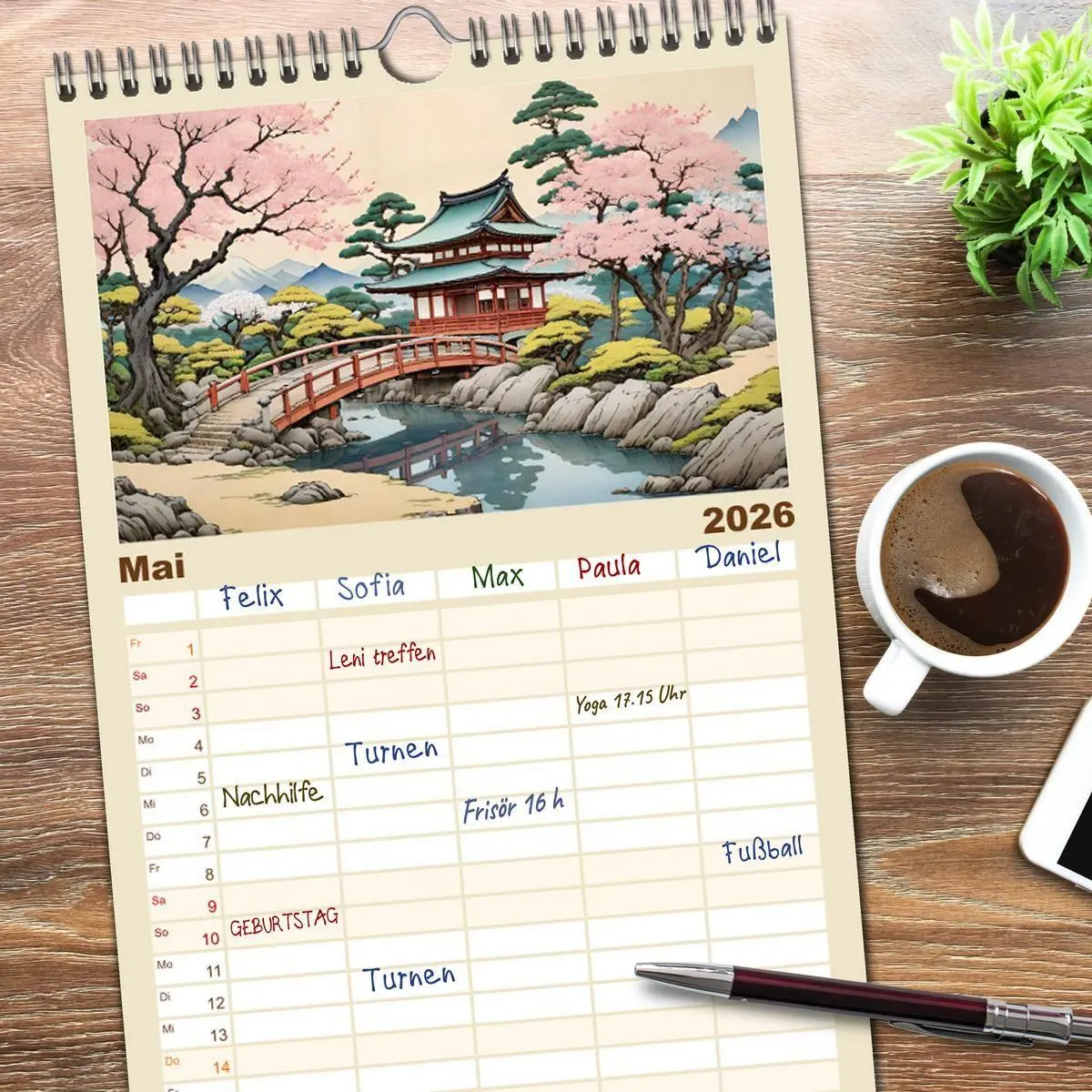 Bild: 9783516493191 | Familienplaner 2026 - Hanami in Japan mit 5 Spalten (Wandkalender,...
