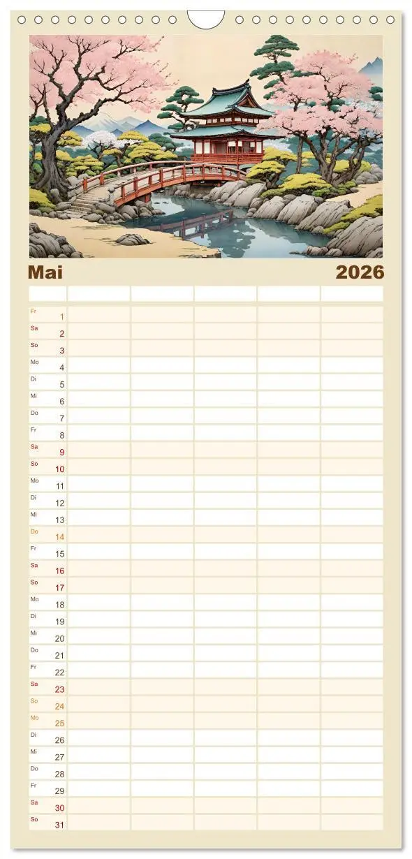 Bild: 9783516493191 | Familienplaner 2026 - Hanami in Japan mit 5 Spalten (Wandkalender,...