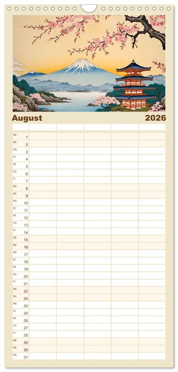Bild: 9783516493191 | Familienplaner 2026 - Hanami in Japan mit 5 Spalten (Wandkalender,...