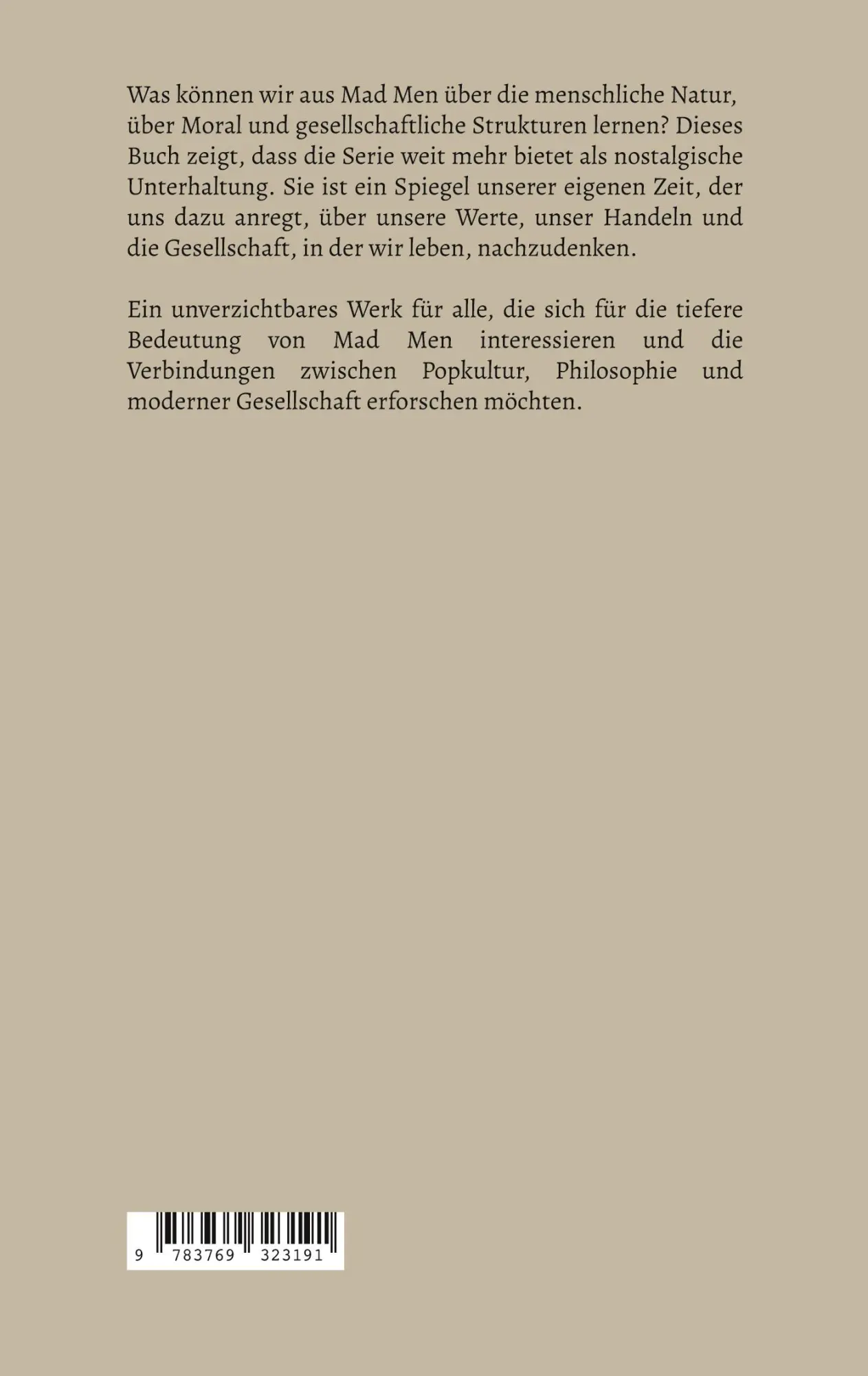 Rückseite: 9783769323191 | Eine kurze philosophische Abhandlung über Mad Men | Pascal Debra