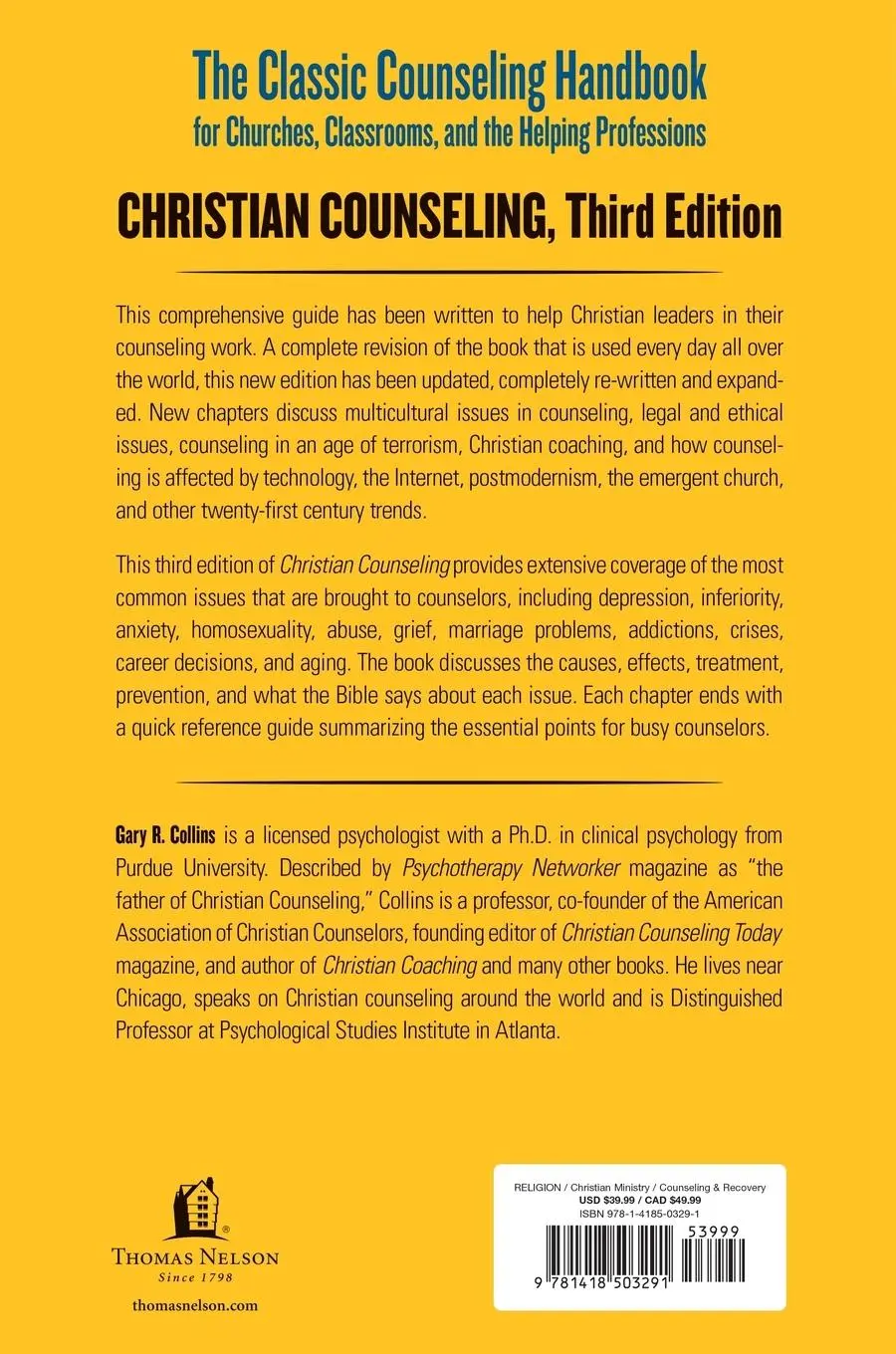Rückseite: 9781418503291 | Christian Counseling 3rd Edition | Revised and Updated | Collins