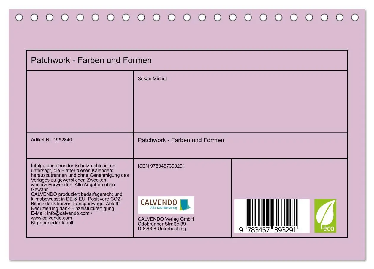 Bild: 9783457393291 | Patchwork - Farben und Formen (Tischkalender 2026 DIN A5 quer),...