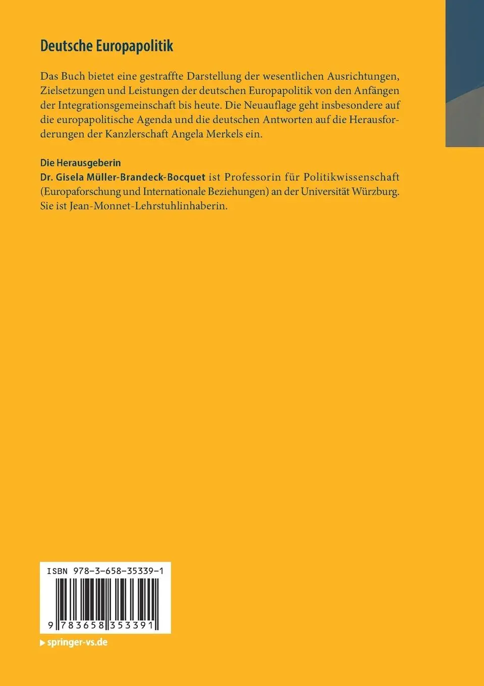 Rückseite: 9783658353391 | Deutsche Europapolitik | Von Adenauer bis Merkel | Taschenbuch | XIII