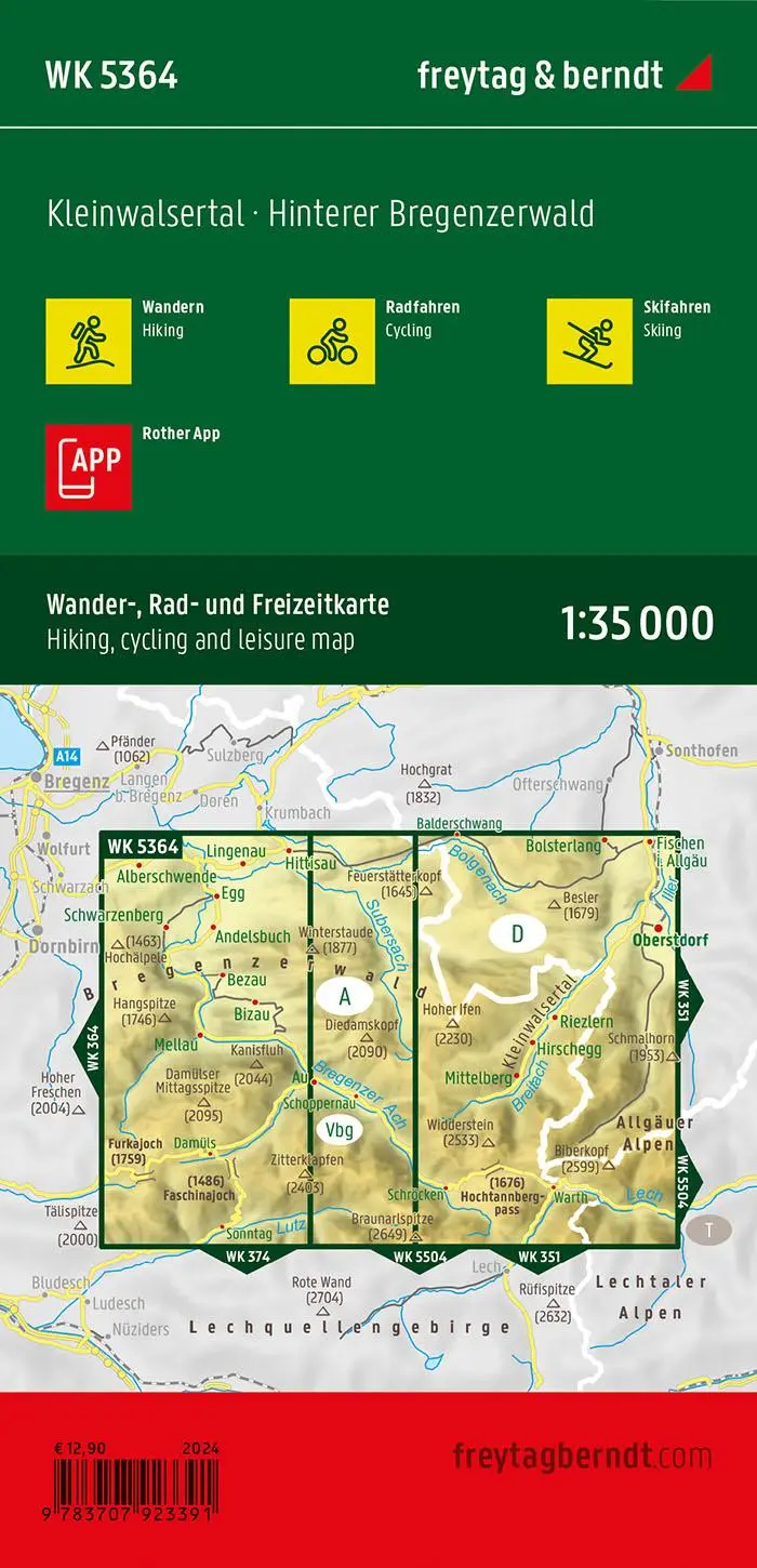 Rückseite: 9783707923391 | freytag &amp; berndt Wanderkarte WK 5364 Kleinwalsertal, Hinterer...