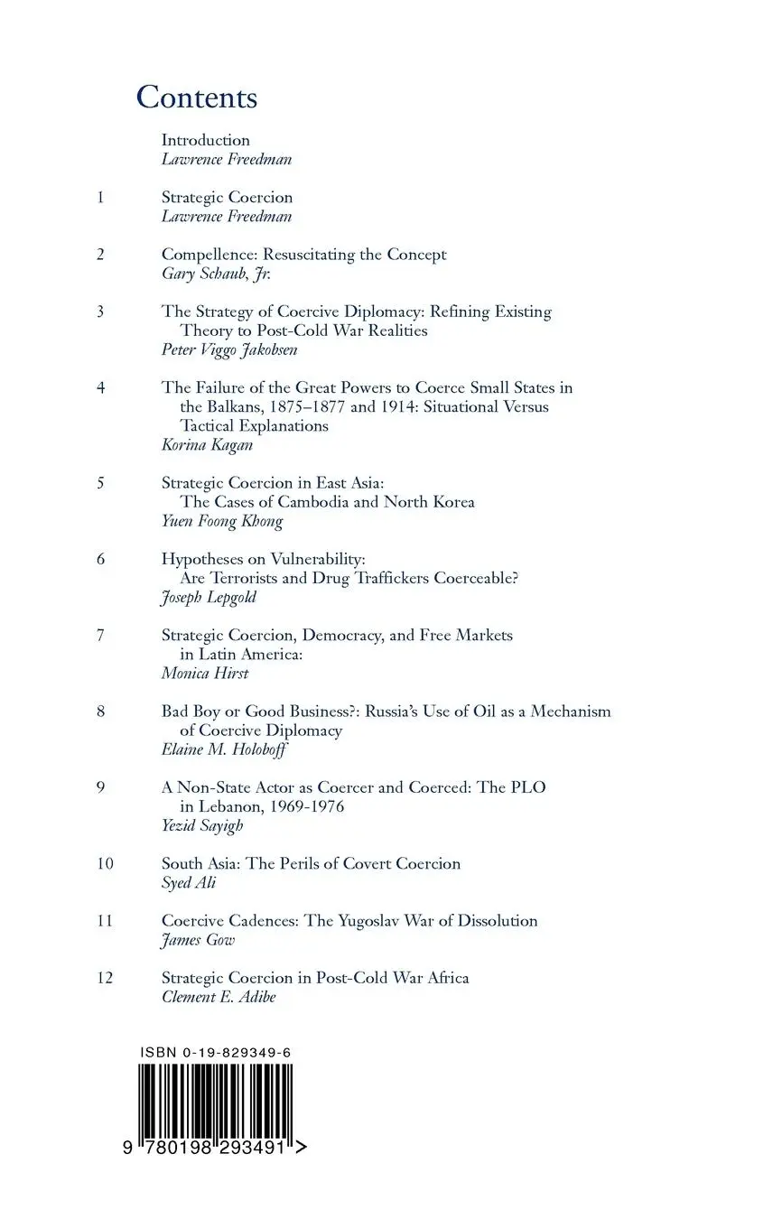 Rückseite: 9780198293491 | Strategic Coercion | Concepts and Cases | Lawrence Freedman | Buch