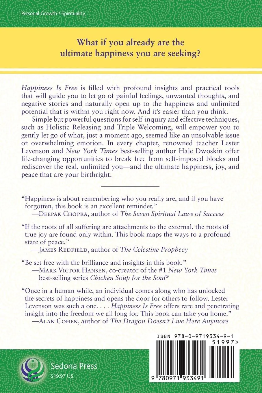 Rückseite: 9780971933491 | Happiness Is Free | Lester Levenson (u. a.) | Taschenbuch | Englisch