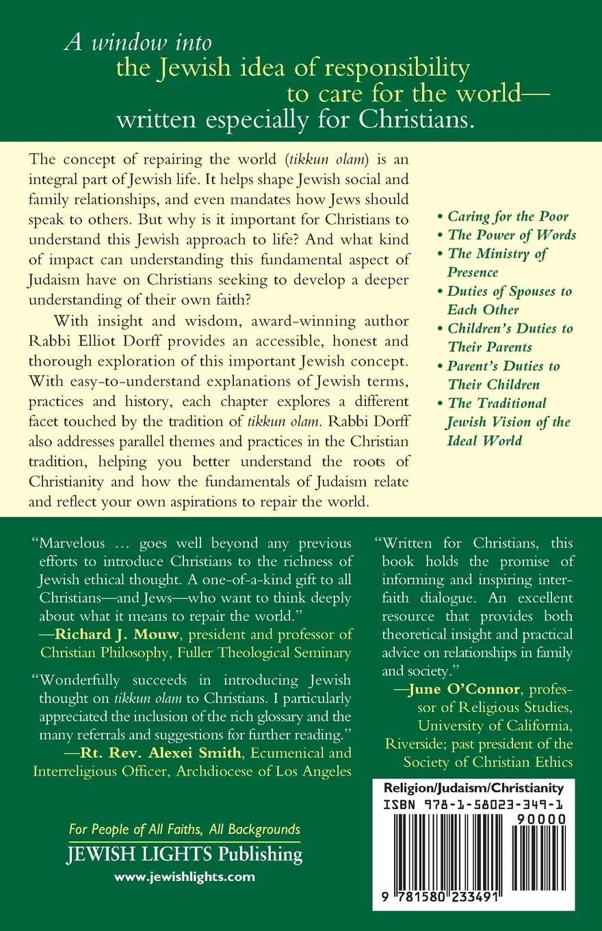 Rückseite: 9781580233491 | The Jewish Approach to Repairing the World (Tikkun Olam) | Dorff