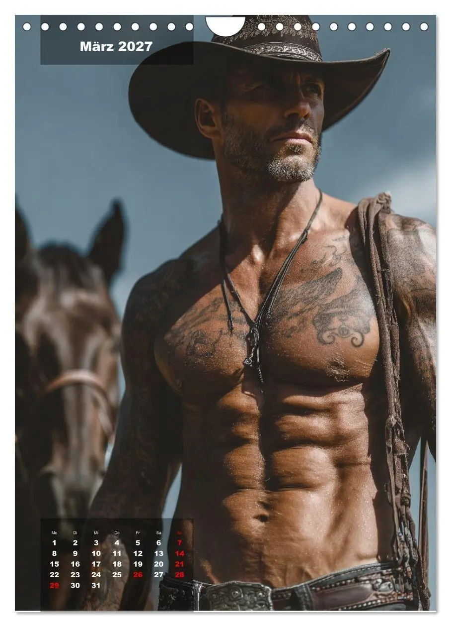 Bild: 9783516913491 | GEILE HENGSTE - Sexy Cowboys mit Ihren Pferden im Männerkalender...