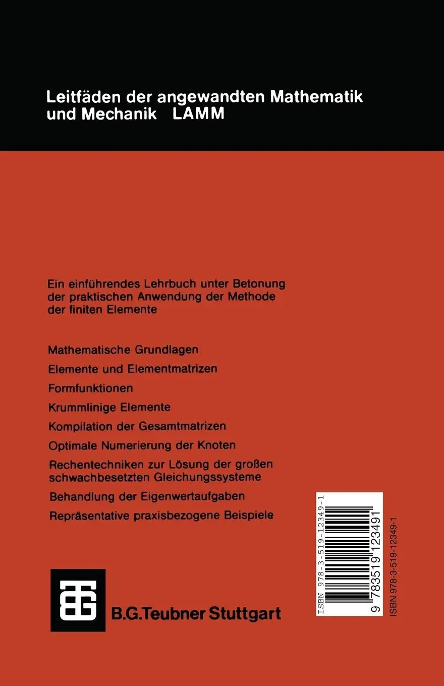 Rückseite: 9783519123491 | Methode der finiten Elemente | Hans Rudolf Schwarz | Taschenbuch