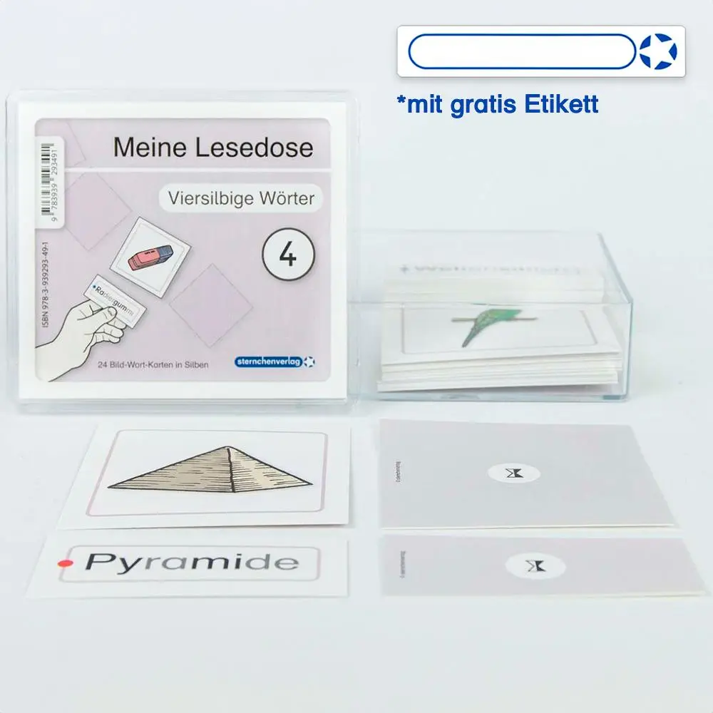 Cover: 9783939293491 | Meine Lesedose 4 - viersilbige Wörter | 24 Bild-Wort-Karten in Silben