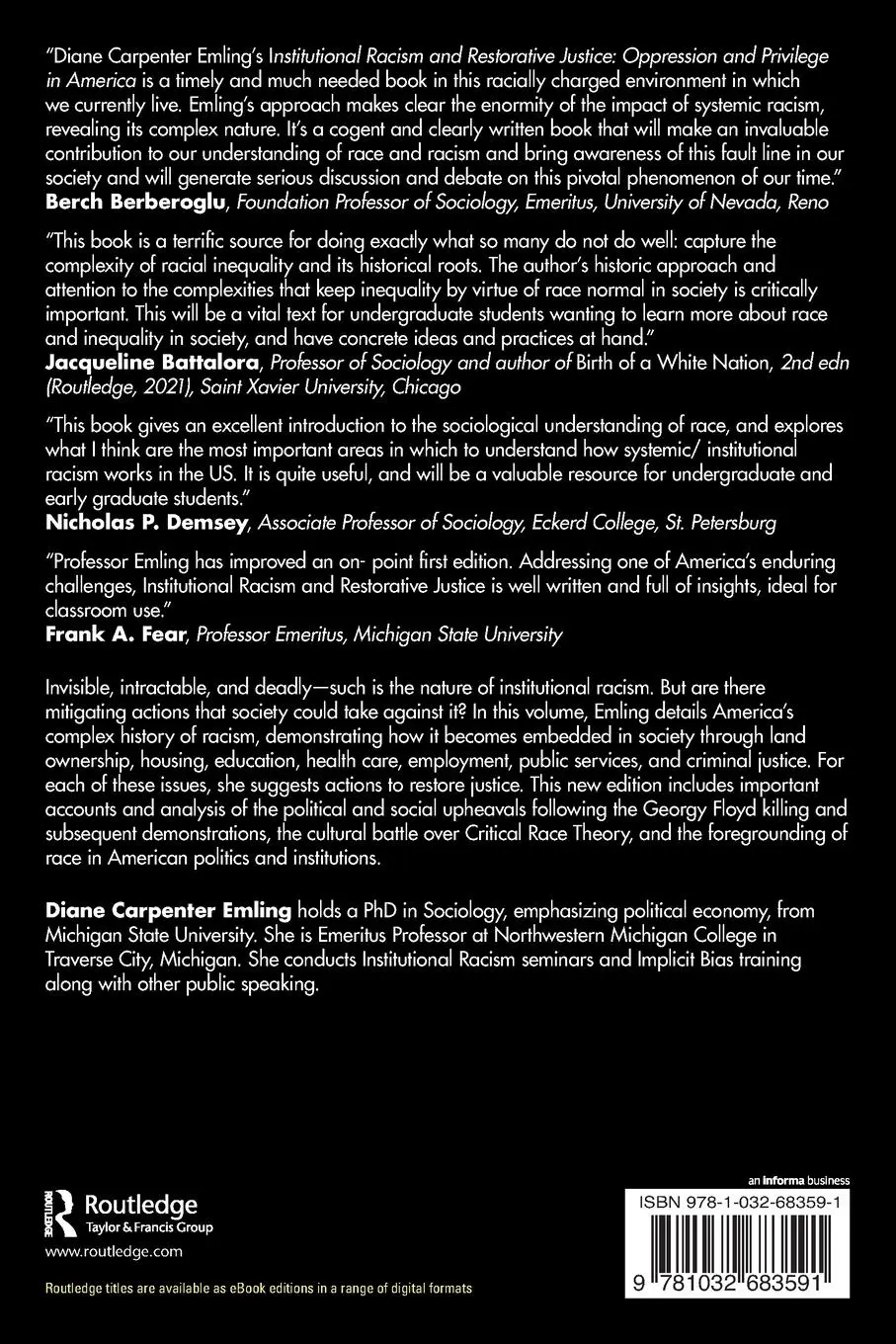 Rückseite: 9781032683591 | Institutional Racism and Restorative Justice | Diane Carpenter Emling