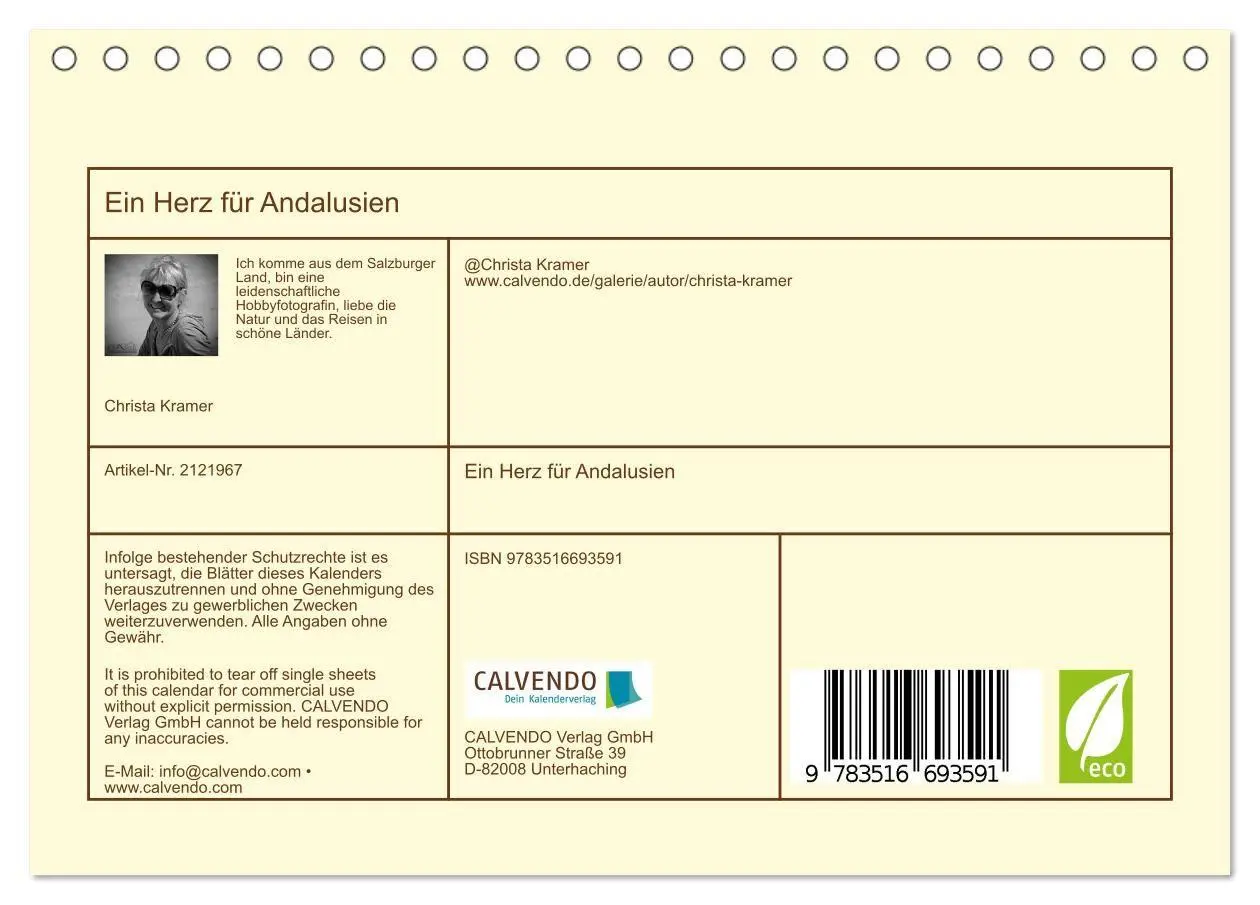 Bild: 9783516693591 | Ein Herz für Andalusien (Tischkalender 2026 DIN A5 quer), CALVENDO...