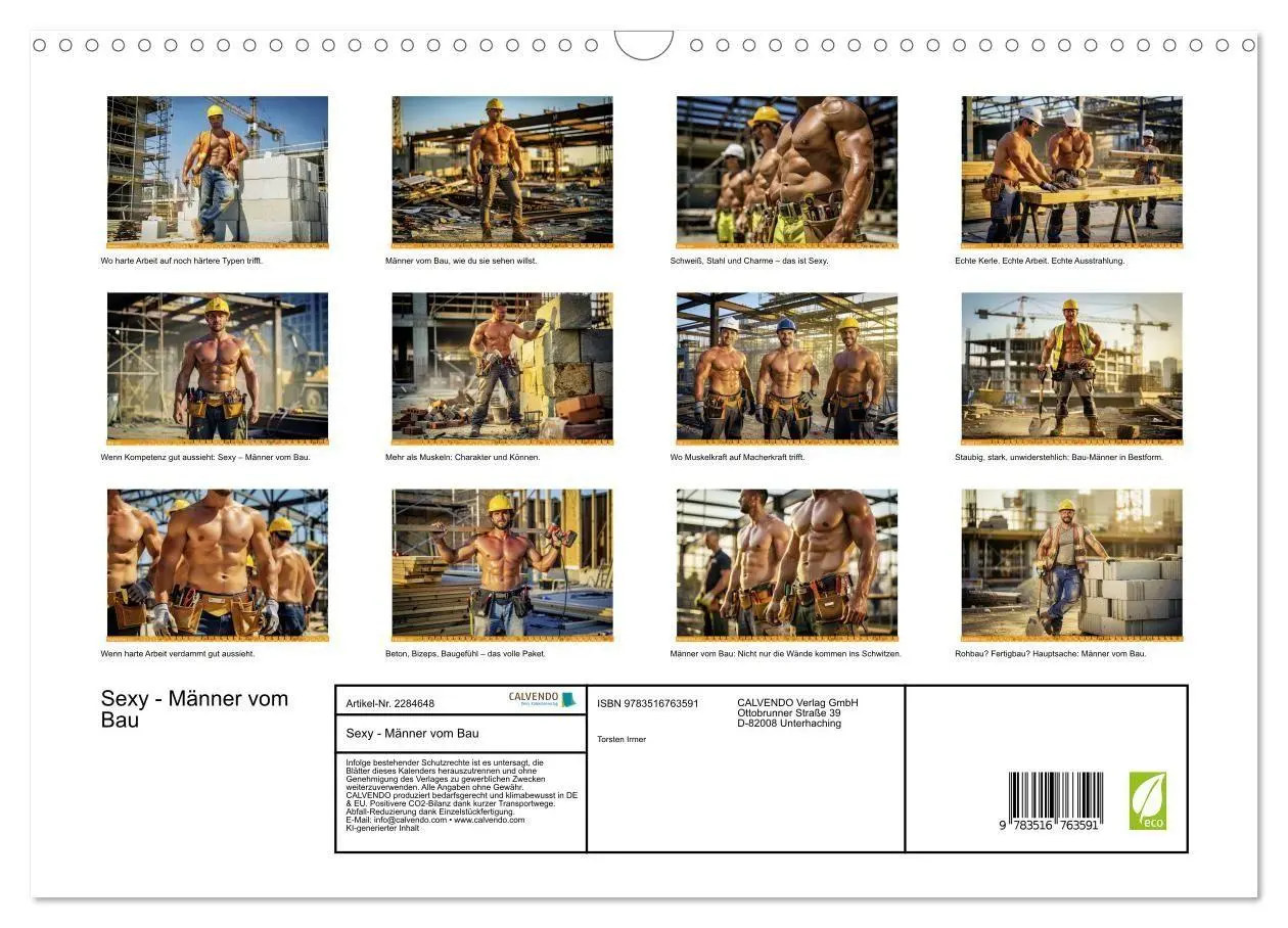 Bild: 9783516763591 | Sexy - Männer vom Bau (Wandkalender 2027 DIN A3 quer), CALVENDO...